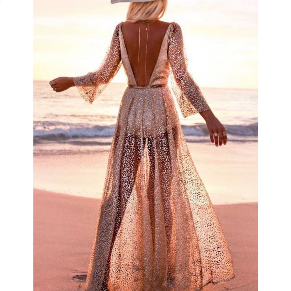 White fox boutique lucky star glitter gown